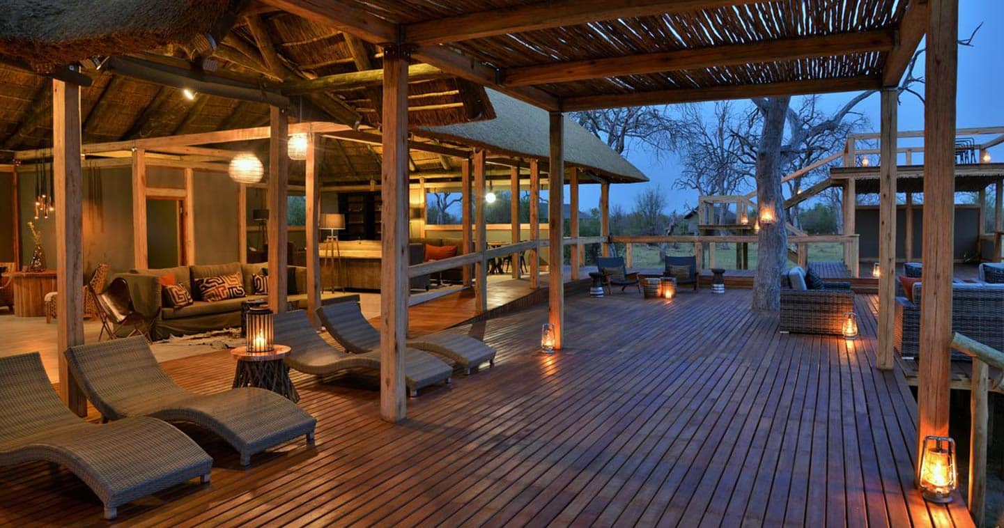 The lounge deck at Nogatsaa Pans in Chobe